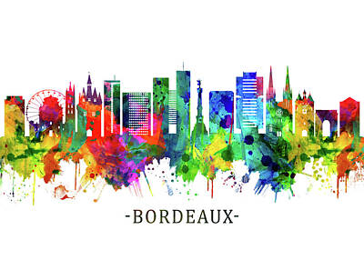 Abstract Skyline Mixed Media - Bordeaux France Skyline by NextWay Art