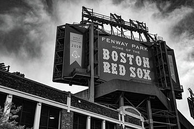 Baseball Photos - Boston Fenway Park Baseball Stadium in Black and White by Gregory Ballos
