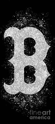 Baseball Digital Art - Boston Red Sox Baseball Logo BW by Stefano Senise