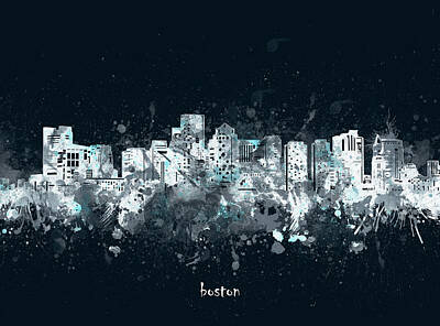 Cities Digital Art - Boston Skyline Artistic V4 by Bekim M