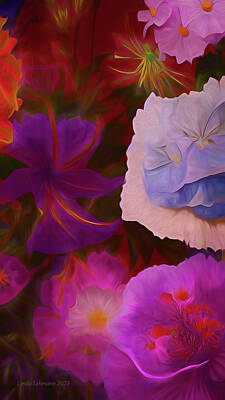 Impressionism Mixed Media - Bouquet Lush Blues by Lynda Lehmann