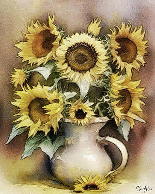 Sunflowers Royalty-Free and Rights-Managed Images - Bouquet of sunflowers by Samuel HUYNH