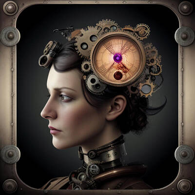 Steampunk Digital Art - Brain Enhancement  by James Barnes