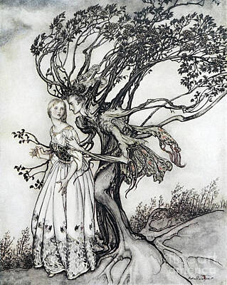 Fantasy Drawings - Branches Twined Round Her And Turned Into Two Arms D5 by Historic Illustrations