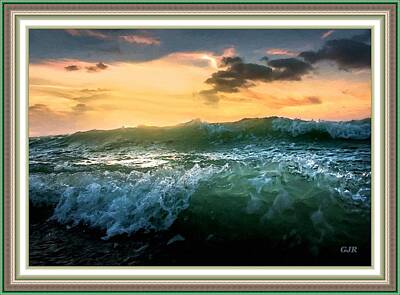 Digital Art Rights Managed Images - Breakers At Legacy Beach L A S With Printed Mats And Printed Frame. Royalty-Free Image by Gert J Rheeders
