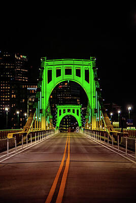 City Scenes Royalty Free Images - Bridge in Green and Yellow Royalty-Free Image by Michael Hills
