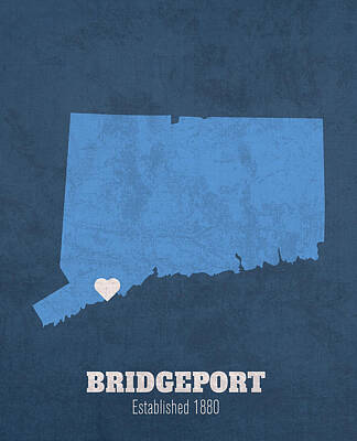 Cities Mixed Media Royalty Free Images - Bridgeport Connecticut City Map Founded 1880 Yale University Color Palette Royalty-Free Image by Design Turnpike