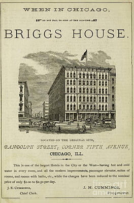 City Scenes Drawings - BRIGGS HOUSE Hotel, Chicago a1 by Historic Illustrations