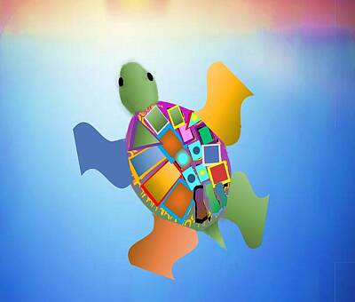 Reptiles Mixed Media - Brightiest and Boldest Turtle by Belinda Threeths