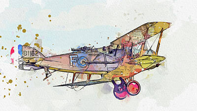 Fromage - Bristol Fighter in watercolor ca by Ahmet Asar  by Celestial Images