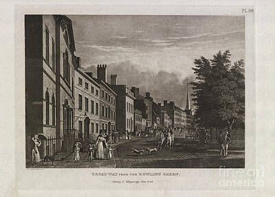 City Scenes Drawings - Broad Way from the Bowling Green d4 by Historic Illustrations