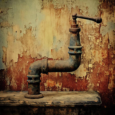 Street Posters Royalty Free Images - Bronze and Iron Pipe Sculpture 35 Royalty-Free Image by Yo Pedro