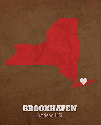 Cities Mixed Media Royalty Free Images - Brookhaven New York City Map Founded 1655 Cornell University Color Palette Royalty-Free Image by Design Turnpike