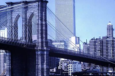 City Scenes Digital Art - Brooklyn Bridge, New York City Dated 1982 by Celestial Images