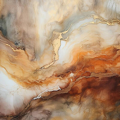 Royalty-Free and Rights-Managed Images - Brown and Orange Abstract Art by Lourry Legarde