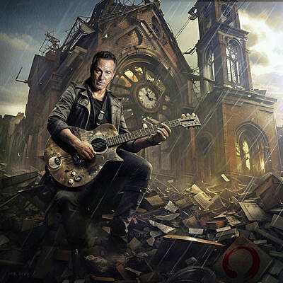 Rock And Roll Digital Art - Bruce My City of Ruins by Mal Bray