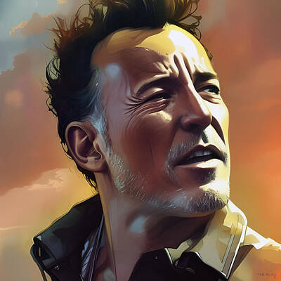 Rock And Roll Digital Art - Bruce Springsteen Heartland Rock Legend by Mal Bray
