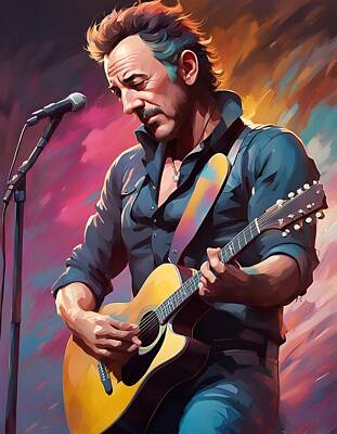 Music Paintings - Bruce The Boss by CIKA Gallery