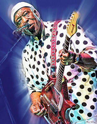 Musician Mixed Media Rights Managed Images - Buddy Guy Blues Guitar Genius Royalty-Free Image by Mal Bray