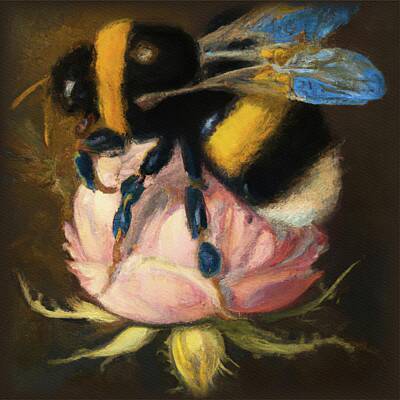 Legendary And Mythic Creatures Rights Managed Images - Bumblebee on Flower Royalty-Free Image by Esoterica Art Agency