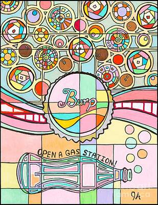 Food And Beverage Paintings - Burp Cola Gas by Jeremy Aiyadurai