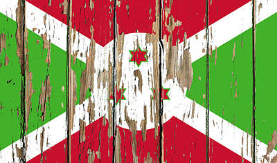 Royalty-Free and Rights-Managed Images - Burundi Flag Peeling Paint Distressed Barnwood by Design Turnpike