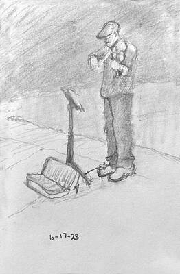 Impressionism Drawings - Busking by David Zimmerman