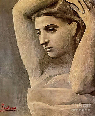 Surrealism Drawings Royalty Free Images - Bust of a Woman Arms Raised by Pablo Picasso 1922 Royalty-Free Image by Pablo Picasso