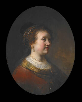 The Beach House - Bust of a young woman formerly known as Rembrandts sister by Govert Flinck by Arpina Shop