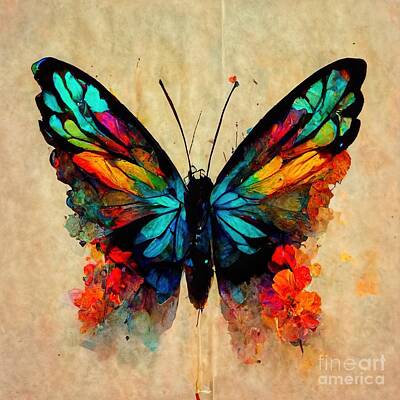 Science Fiction Mixed Media - Butterfly Watercolor by John DeGaetano