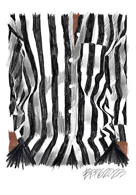 Jazz Drawings - BW striped Shirt sketch by Richard Berg