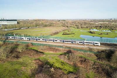 Golfing Royalty Free Images - C2C Train From The Air Royalty-Free Image by David Pyatt