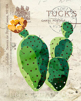 Abstract Alcohol Inks - Cacti Post Card by Brandi Fitzgerald