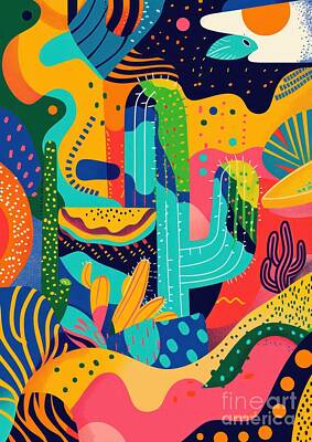 Birds Paintings - Cactus Calypso by Lauren Blessinger