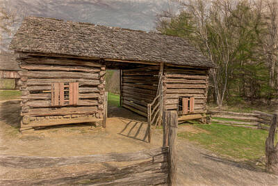 Studio Grafika Typography Royalty Free Images - Cades Cove Corn Crib, Tipton Place Royalty-Free Image by Marcy Wielfaert