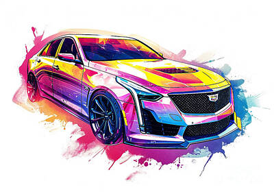 Sports Painting Rights Managed Images - Cadillac CT5 Sport automotive art Royalty-Free Image by Clark Leffler