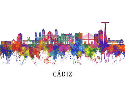 Cities Mixed Media Royalty Free Images - Cadiz Spain Skyline Royalty-Free Image by NextWay Art