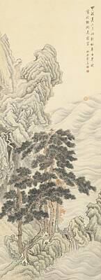 Landscapes Royalty-Free and Rights-Managed Images - Cai Jia LANDSCAPE AFTER LIU SONGNIAN ink and color on paper, hanging scroll by MotionAge Designs