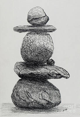 Still Life Drawings Rights Managed Images - Cairn #10 Royalty-Free Image by Garry McMichael