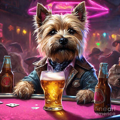 Beer Royalty-Free and Rights-Managed Images - Cairn Terrier Scottish Spirits Cairns Celtic Celebration  by Adrien Efren