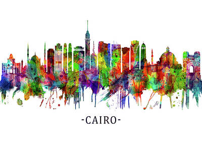 City Scenes Mixed Media - Cairo Egypt Skyline by NextWay Art