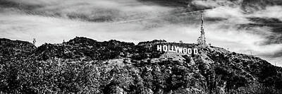 Donut Heaven - California Hollywood Hills Sign Black and White Panoramic by Gregory Ballos