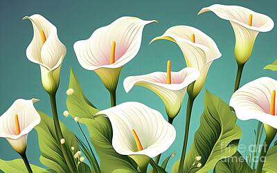 Lilies Digital Art - Calla Lily Flowers by Sen Tinel