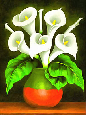 Recently Sold - Abstract Flowers Digital Art - Calla Vase by Galeria Trompiz