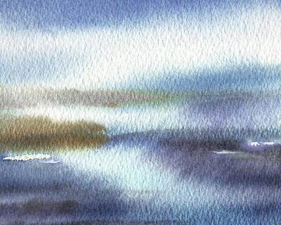 Painting Rights Managed Images - Calm Peaceful Meditative Quiet Morning On The Shore Abstract Landscape II Royalty-Free Image by Irina Sztukowski