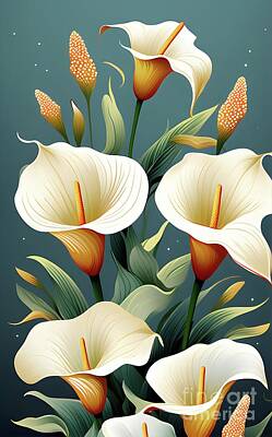 Lilies Digital Art - Calming calla lilies by Sen Tinel