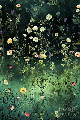 Florals Digital Art - Calundra - Romantic Flowers by Sabantha