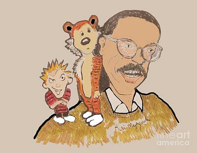 Mixed Media Rights Managed Images - Calvin and Hobbes  Royalty-Free Image by Geraldine Myszenski