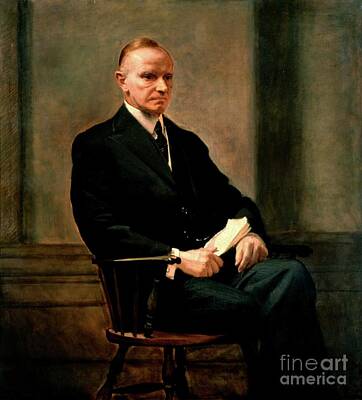 Politicians Paintings - Calvin Coolidge Charles Hopkinson1932 by Artistic Rifki