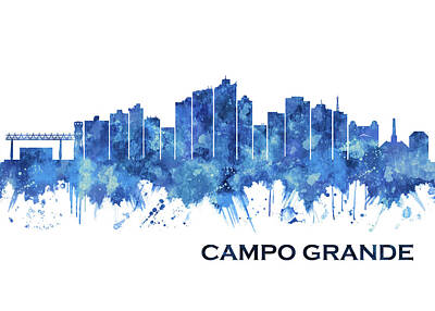 On Trend Breakfast Royalty Free Images - Campo Grande Brazil Skyline Blue Royalty-Free Image by NextWay Art